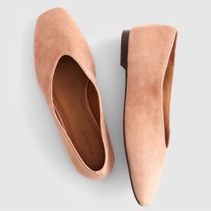 Madewell Suede Square-Toe Flats in Peach
